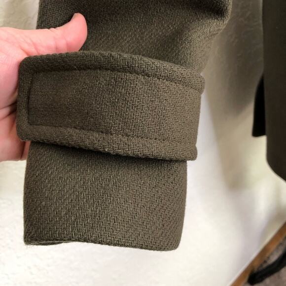 J Crew Stadium Cloth Nello Gori army green wool hooded overcoat size 2 - Picture 4 of 16